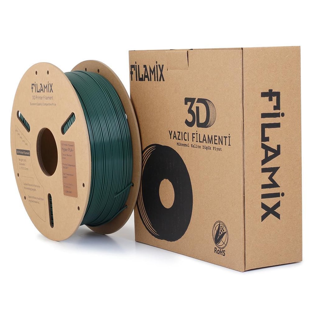 Filamix Yüksek Hızlı Hyper PLA+ Filament 1.75mm 1Kg-Siyahımsı Yeşil