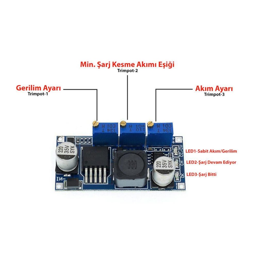 LM2596S-ADJ 3-40V DC-DC Ayarlanabilir Kademeli Güç Kaynağı Modülü