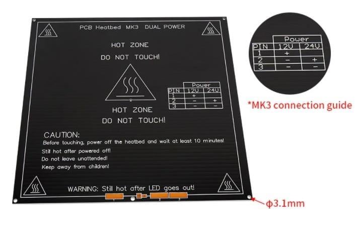 Mk3 Isıtıcı Tabla 12-24 v(Alüminyum)