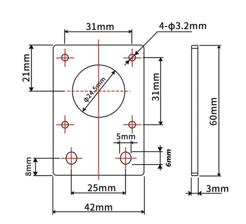 Nema 17 Düz Motor Tutucu Siyah Renk(20x20 Sigma Profil İçin)