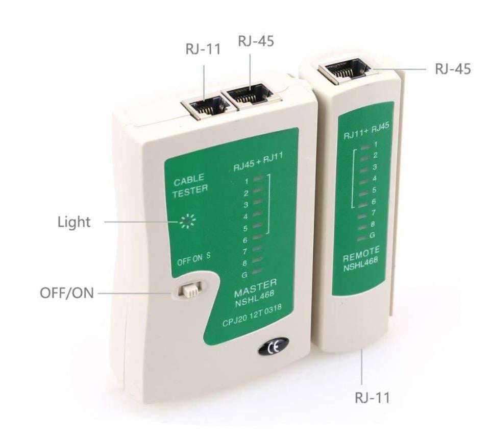 Network Tester RJ45-RJ11 ADSL İnternet Kablo Test Cihazı Cat5-6