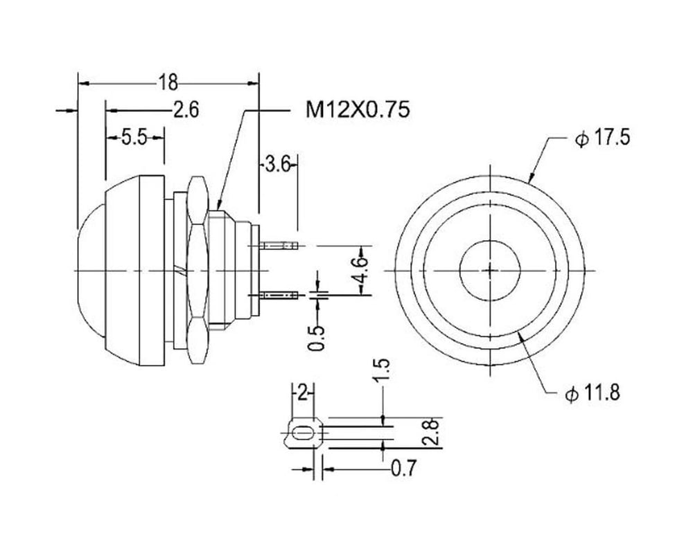 PBS33B 12mm Yuvarlak Push Buton Sarı IC-184