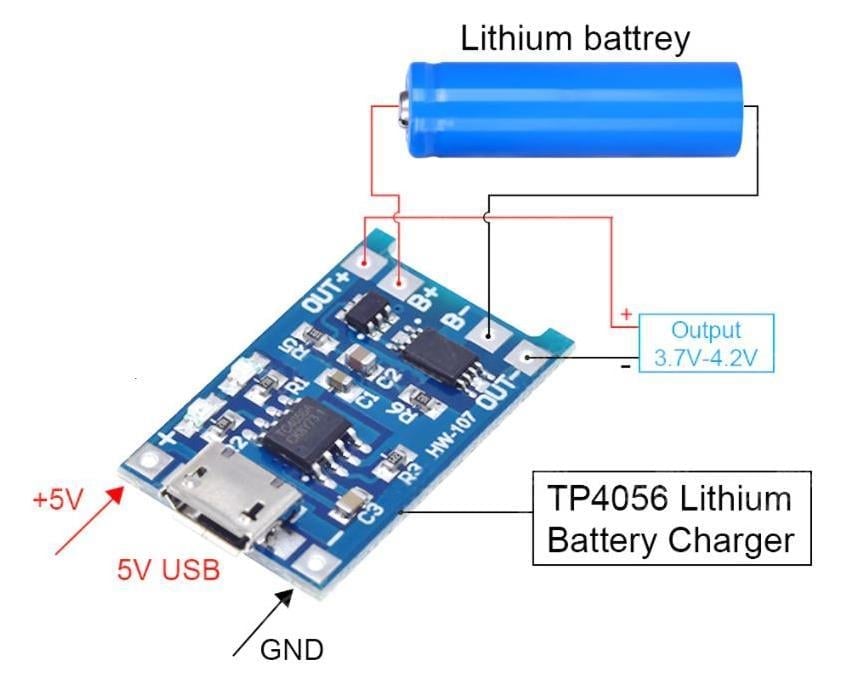 TP4056 1A Lipo – Li-on Pil Şarj Devresi Micro USB(Sarj Korumalı)