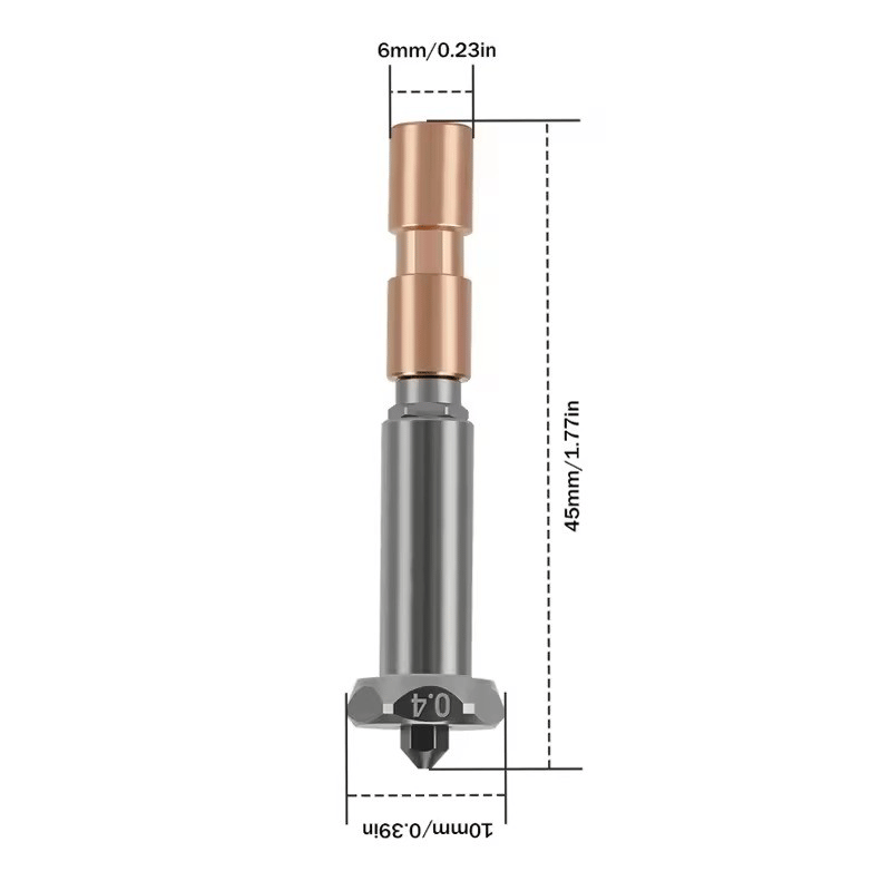 Anycubic Kobra 3 Max Bi Metal Değiştirilebilir Sertleştirilmiş Çelik Nozzle-0.4mm