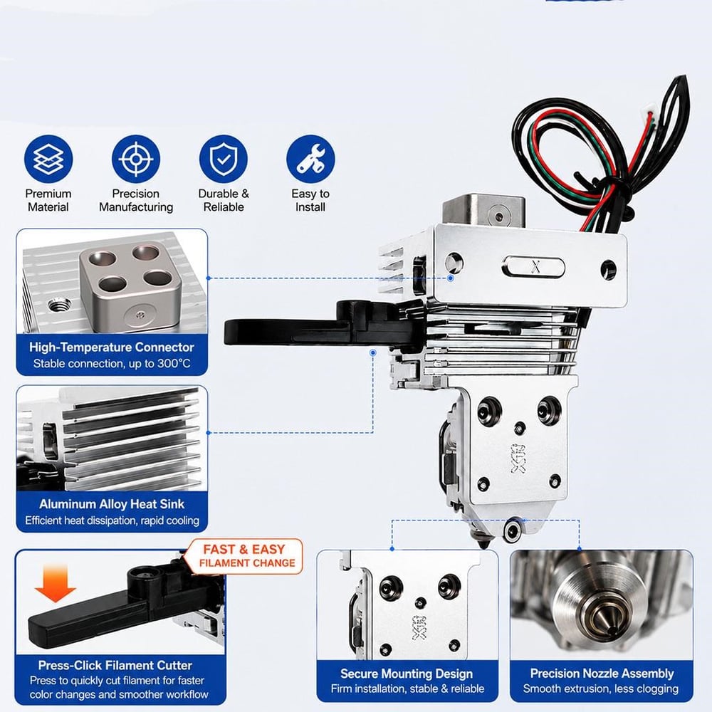Anycubic Kobra X Uyumlu Hotend ve Kesici Gövde Full Takım-Ace Gen2