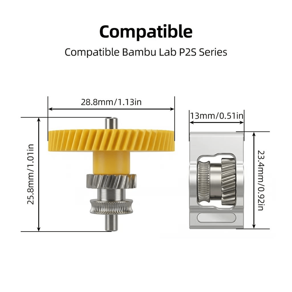 Bambu Lab P2S Sertleştirilmiş Çelik Nikel Kaplama Extruder Dişli Seti