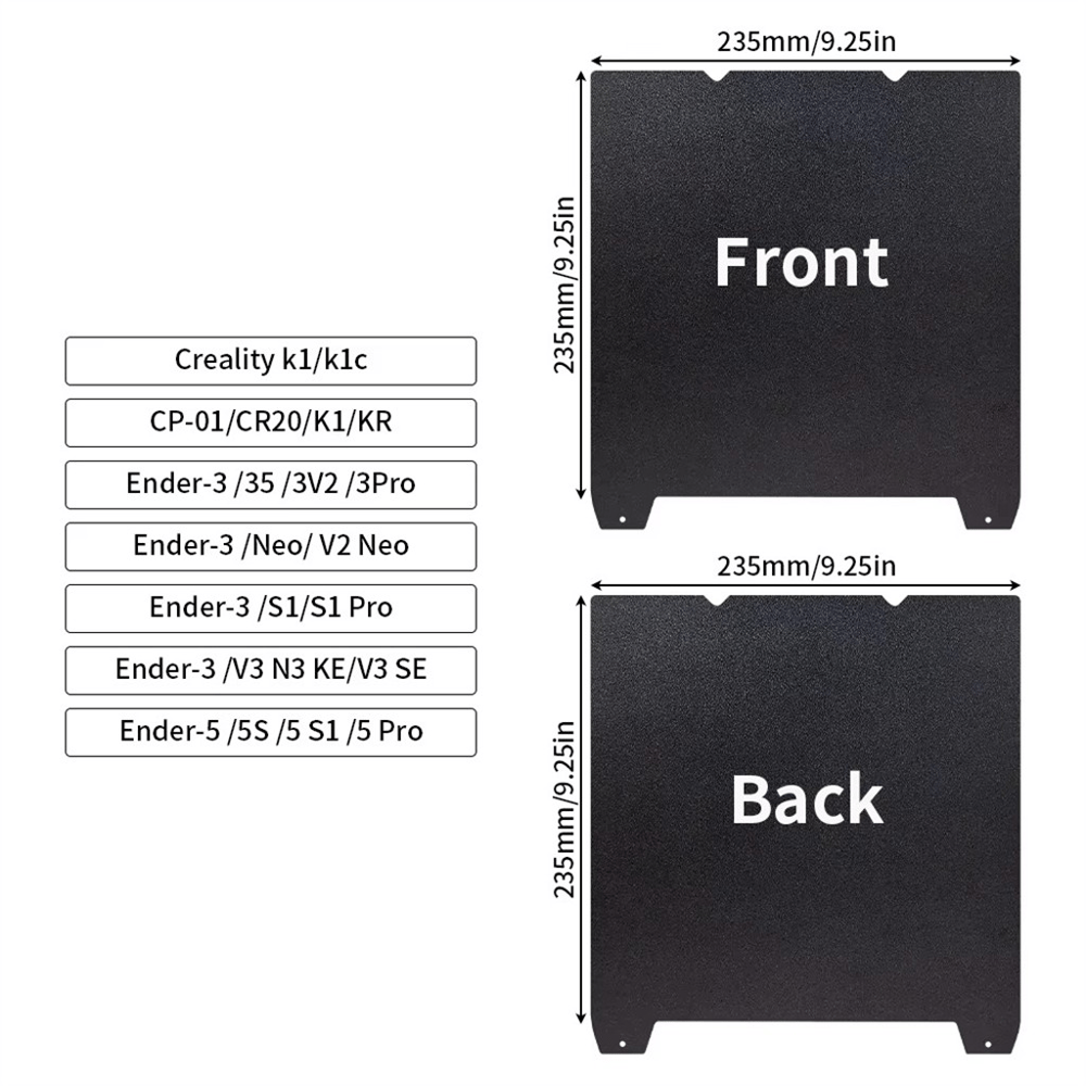 Creality K1-Ender3-S1 Ender5-S1 Çift Taraflı Epoxy Kaplı Yay Çeliği Tabla-235x235mm