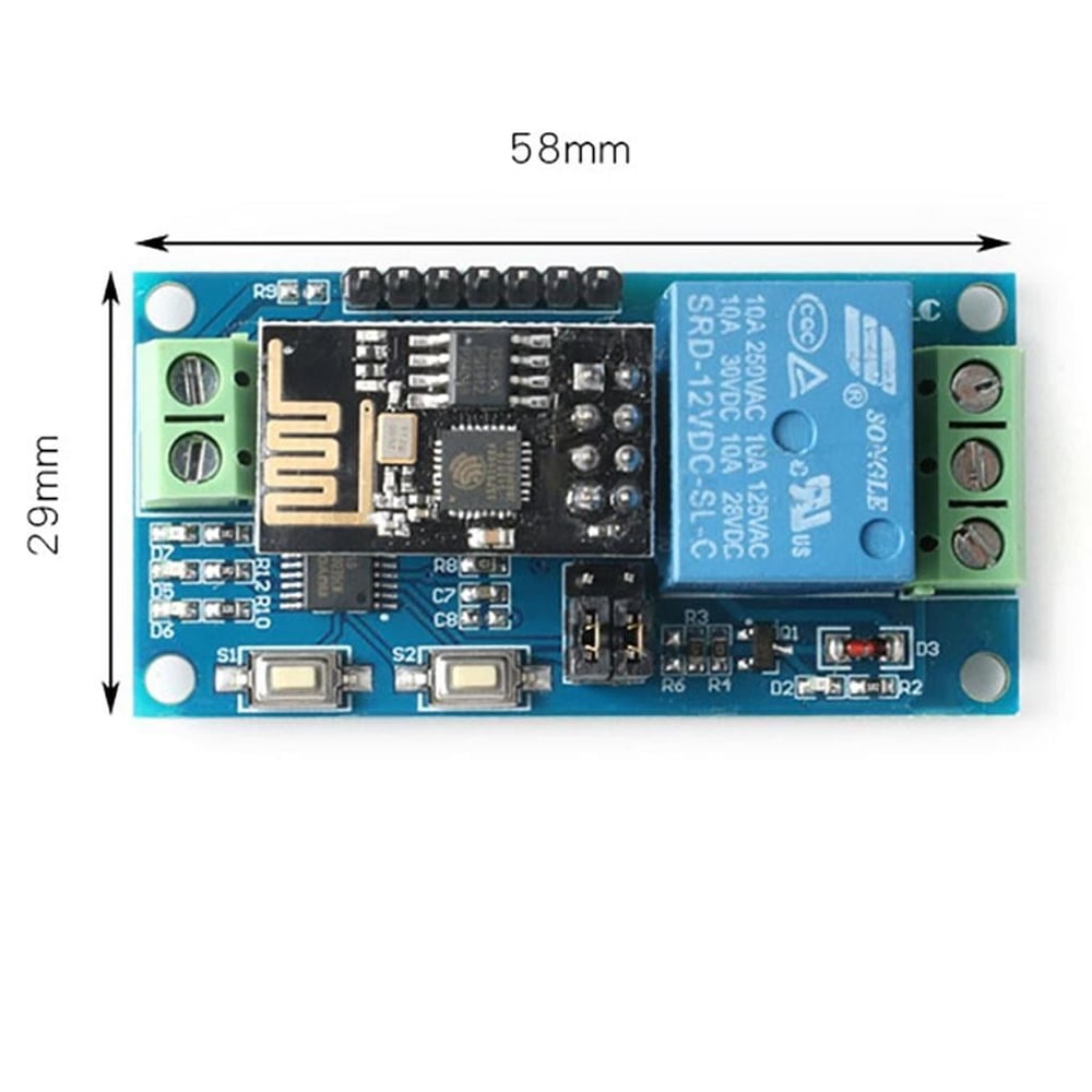 ESP8266 ESP-01S 12V 1Kanal Wifi Röle Modülü-ESP8266 Dahil