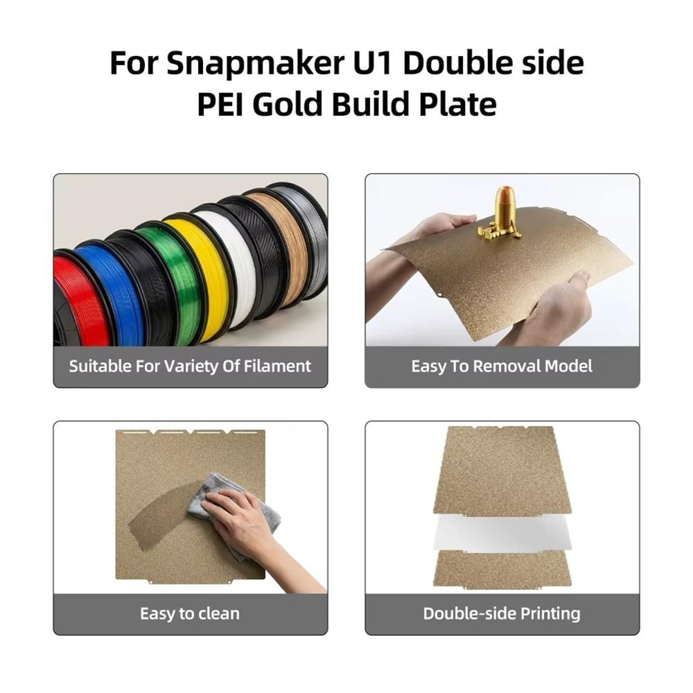Snapmaker U1 Çift Taraflı Pütürlü Pei Baskı Yüzeyi-270x270mm
