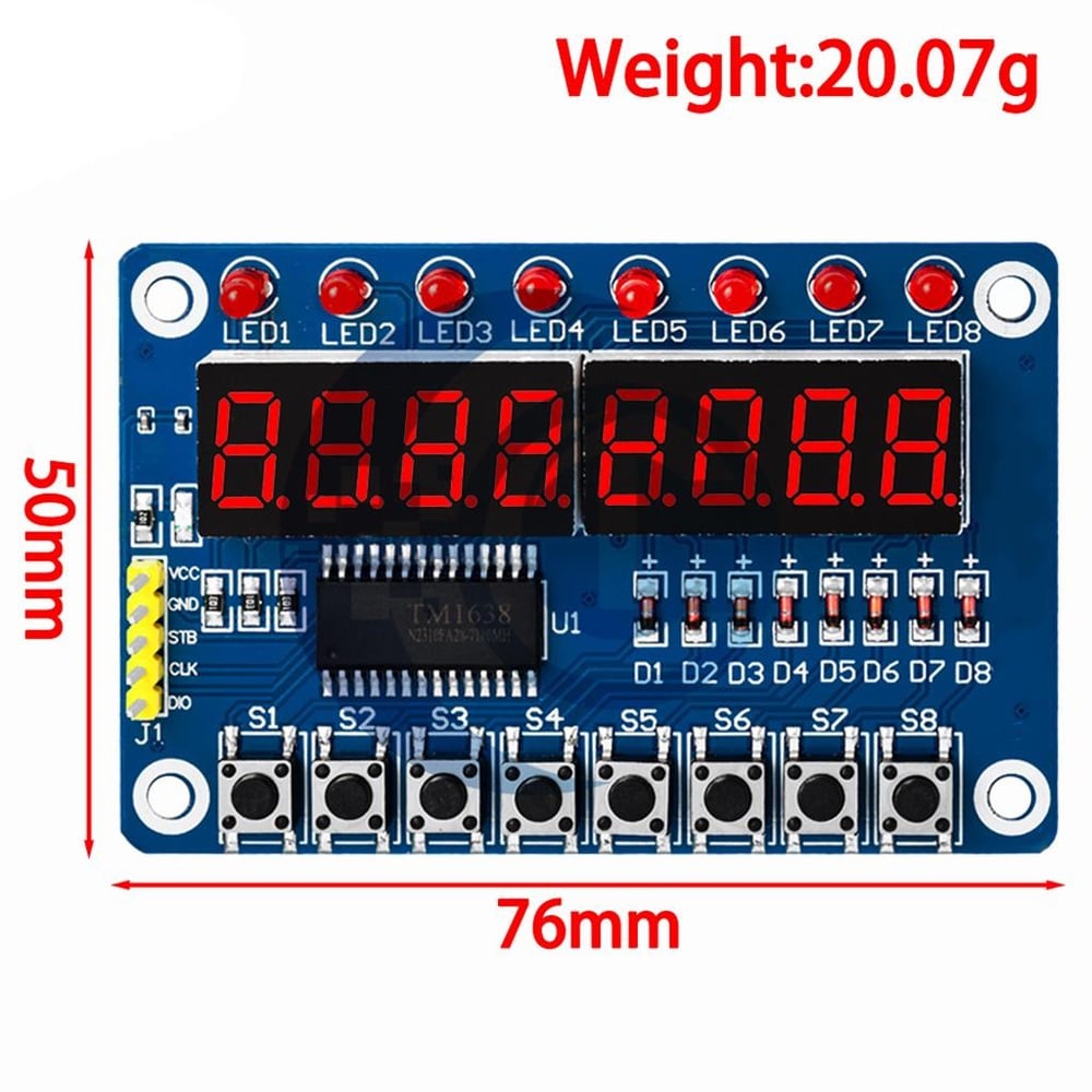 TM1638 7 Segment Display-Buton-Led Geliştirme Kartı