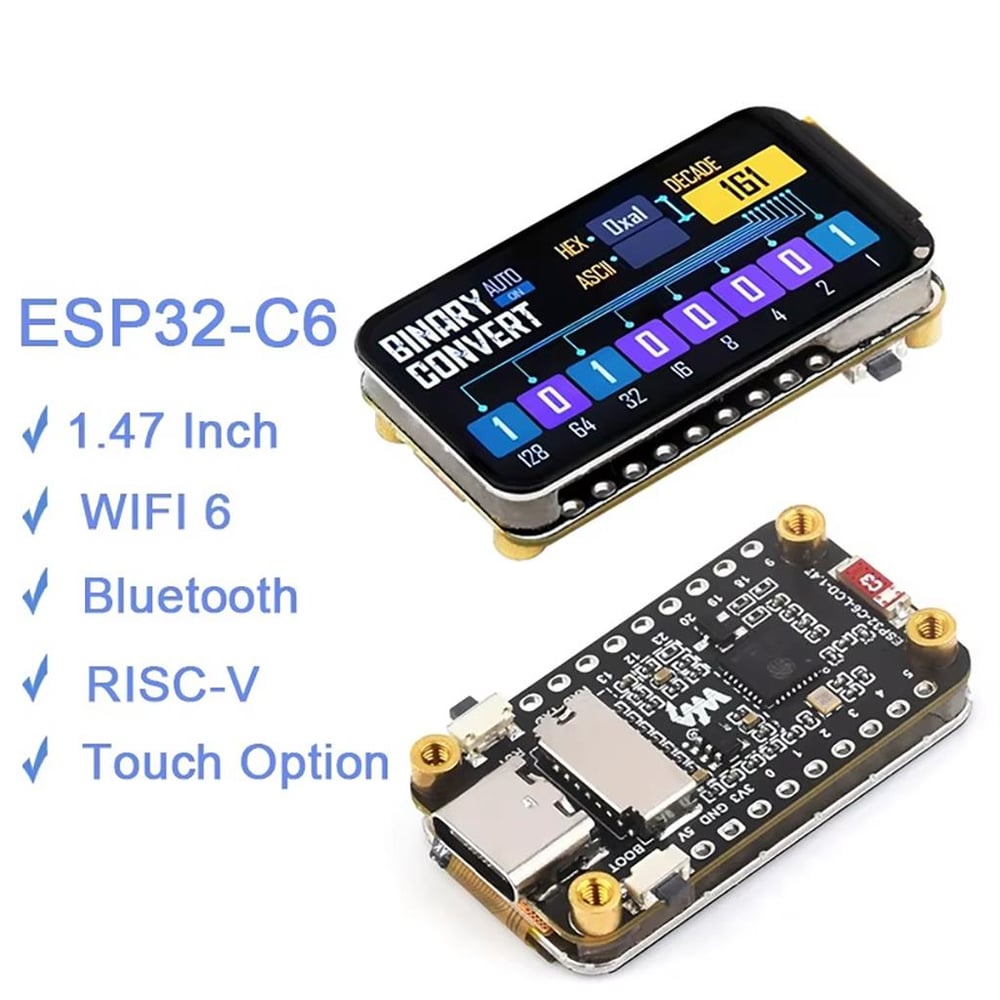 WaveShare ESP32-C6 1.47 İnç Dokunmatik Ekranlı Wi-Fi-Bluetooth Geliştirme Kartı