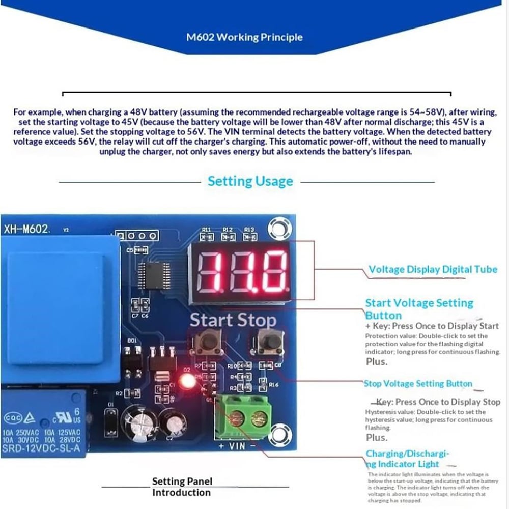 XH-M602 Lityum Pil-Akü Şarj Kontrol Devresi-3.7V-120V(AC220V Girişli)