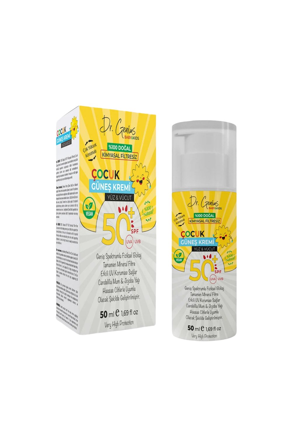 Dr. Genius %100 Doğal SPF 50 Bebek & Çocuk Güneş Kremi 50 ml