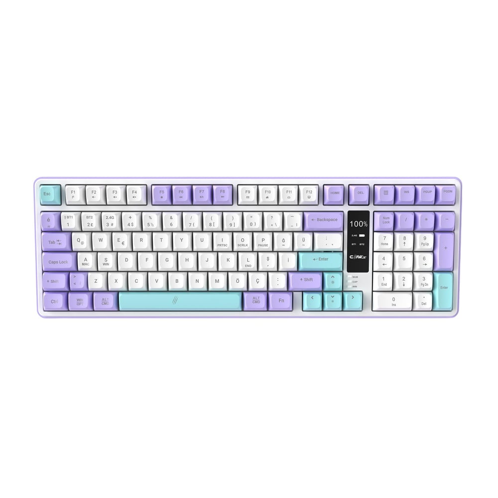  Luma Air Kablosuz 3 Modlu LCD Ekran - Chromatic Rgb Modlu - Ultra Tepkime & Konfor 100 Tuş Membran Gaming & Ofis Klavyesi