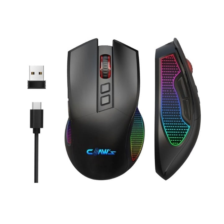 Claw's Crossfire Air Pro Kablosuz 24.000 Dpi Pixart PMW3325 Sensör Makro Yazılımlı Chromatic RGB Kablosuz Gaming Mouse - Siyah (2.4 GHz Kablosuz + BT5.1 + Type-C ile Kullanım Desteği)