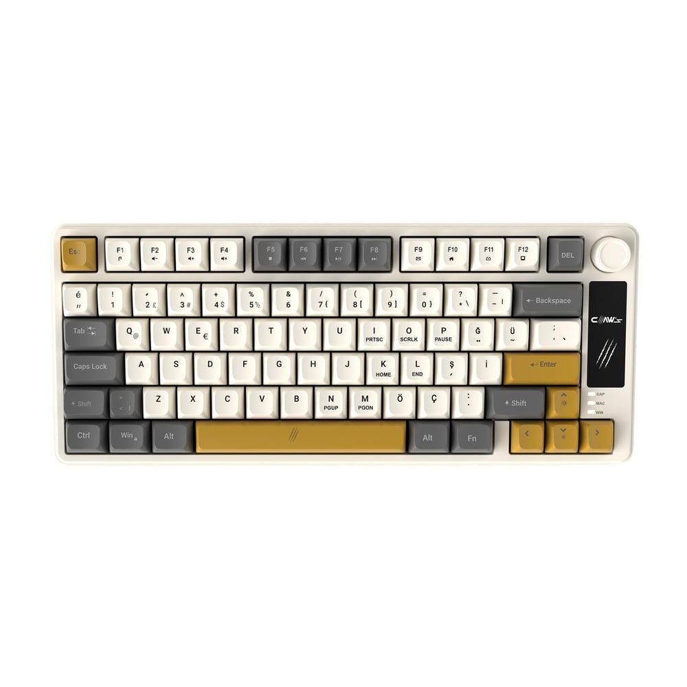 Claw's Flux LCD Logo Ekran - Rainbow Bölgesel Işıklandırma - Ses Kontrolcüsü - Ultra Tepkime & Konfor 78 Tuş Membran Gaming 
