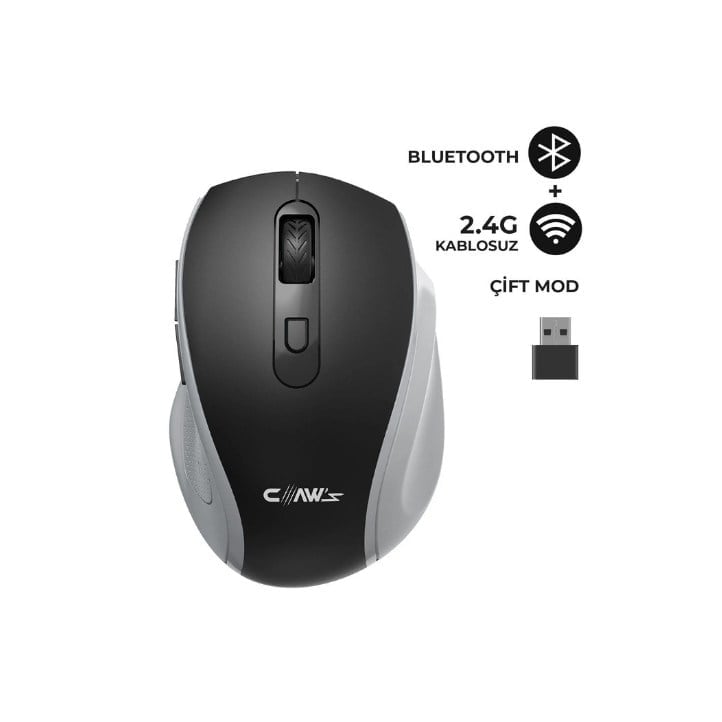 Claw's Genius Dual V2 Pixart PAW3065 Sensörlü Bluetooth + 2.4g Wi-Fi Çift Mod Kompakt Sessiz Click Kablosuz Mouse - Siyah