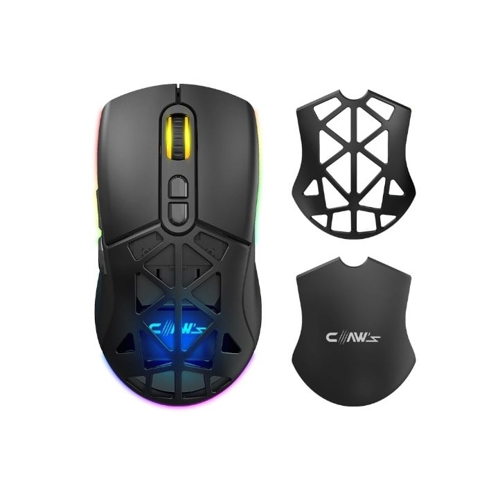 Claw's Nexus Air Pro Kablosuz 24.000 Dpi Pixart PMW3311 Sensör Makro Yazılımlı & Değiştirilebilir Kapaklı RGB Kablosuz Gaming Mouse - Siyah (2.4 GHz Kablosuz + BT5.1 + Type-C ile Kullanım Desteği)