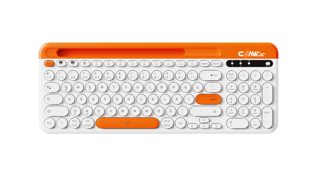 Claw's Palette-O Kablosuz Klavye - Çok Fonksiyonlu Verimlilik ve Multimedya Tuşlu, Tri-Mode (2.4GHz + Çift Bluetooth), Windows, macOS, iOS ve Android Uyumlu Kablosuz Ofis Klavyesi