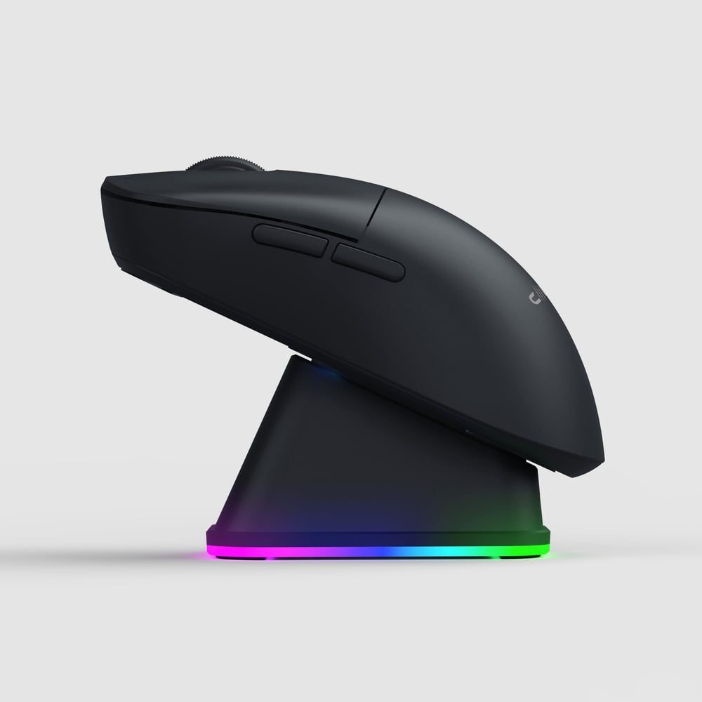 Claw's Rajin Blaze Çift Modlu Kablosuz 12000 Dpi RGB Şarj Standlı & Makro Yazılımlı Kablosuz Gaming Mouse - Siyah (2.4 GHz Kablosuz + Bluetooth)
