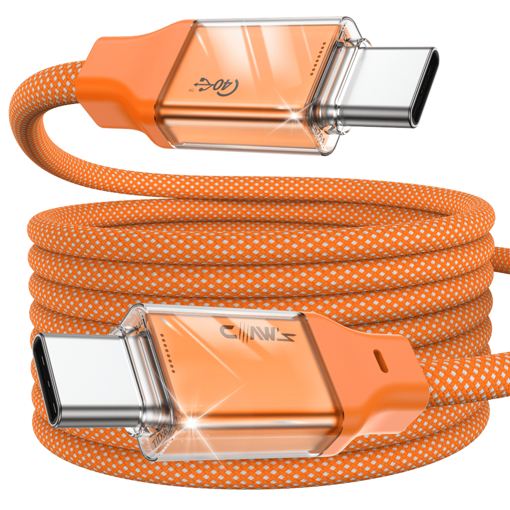 CLAW'S VOLTLİNK C240-D USB4.0 Silikon Örgülü Kablo - 240W (48V/5A) Ultra Hızlı Şarj, 40Gbps Veri Transfer Hızı, 8K 60Hz Görüntü ve Ses Aktarımı, Type-C Thunderbolt 3/4 Uyumlu Esnek Dönüştürücü Adaptör Kablosu