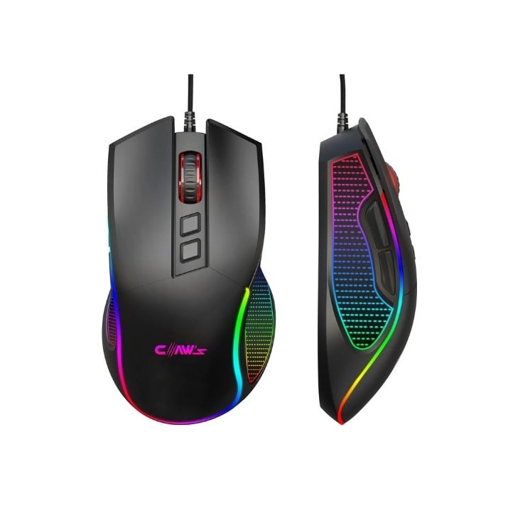 Crossfire V1 12800 Dpi Full Wide RGB Özel ABS Doku & Claw's Reflex Örgü Kablolu Gaming Mouse - Siyah