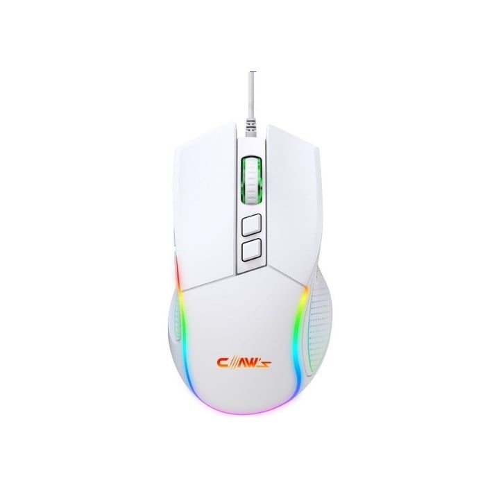 Crossfire V1 12800 Dpi Full Wide RGB Özel ABS Doku & Claw's Reflex Örgü Kablolu Gaming Mouse - Beyaz