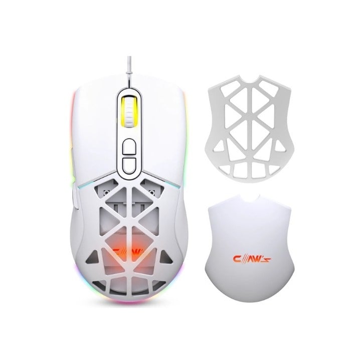 Nexus X1 12800 Dpi Wide RGB Özel ABS Doku, Claw's Reflex Örgü Kablolu & Değiştirilebilir Kapaklı Gaming Mouse - Beyaz