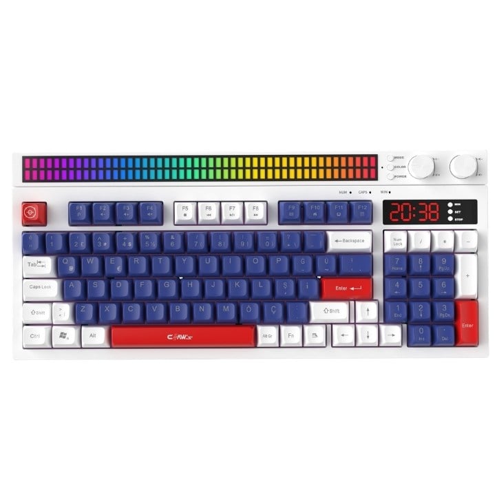 Spectrum Frostfire Edition Fonksiyonel Çift LCD Ekran & Çift Rgb - Ses Kontrolcülü Membran 94 Tuşlu Spectrum Rgb Modlu Gaming Klavye