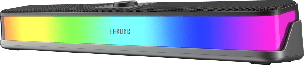 Throne Harmony RGB Işıklı Kablosuz Soundbar Hoparlör - Bluetooth 5.4, 3 Farklı EQ Modu (Oyun/Müzik/Sinema), 14W Stereo Ses Gücü, TWS Destekli, Şarj Edilebilir Type-C Masaüstü Soundbar - Siyah   