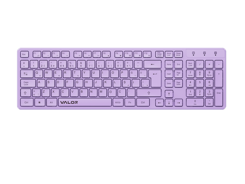Valor Syncro Go Tam Boy Kablosuz Klavye - 106 Tuşlu Türkçe Tasarım, UV Kaplama Aşınmaz Tuşlar, 12 Multimedya Kısayol Fonksiyonlu USB-A Alıcılı Güçlü Gövde Ofis Klavyesi - K801
