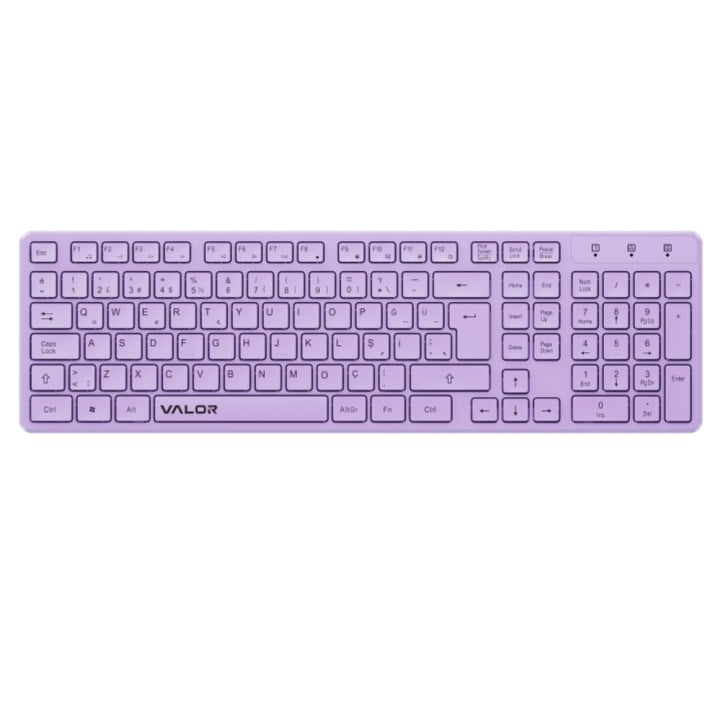 Valor Syncro Go Tam Boy Kablosuz Klavye - 106 Tuşlu Türkçe Tasarım, UV Kaplama Aşınmaz Tuşlar, 12 Multimedya Kısayol Fonksiyonlu USB-A Alıcılı Güçlü Gövde Ofis Klavyesi - K801