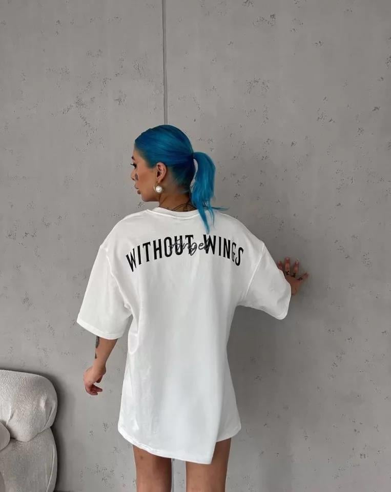 Unisex Bisiklet Yaka Baskılı Oversize T-Shirt - Siyah