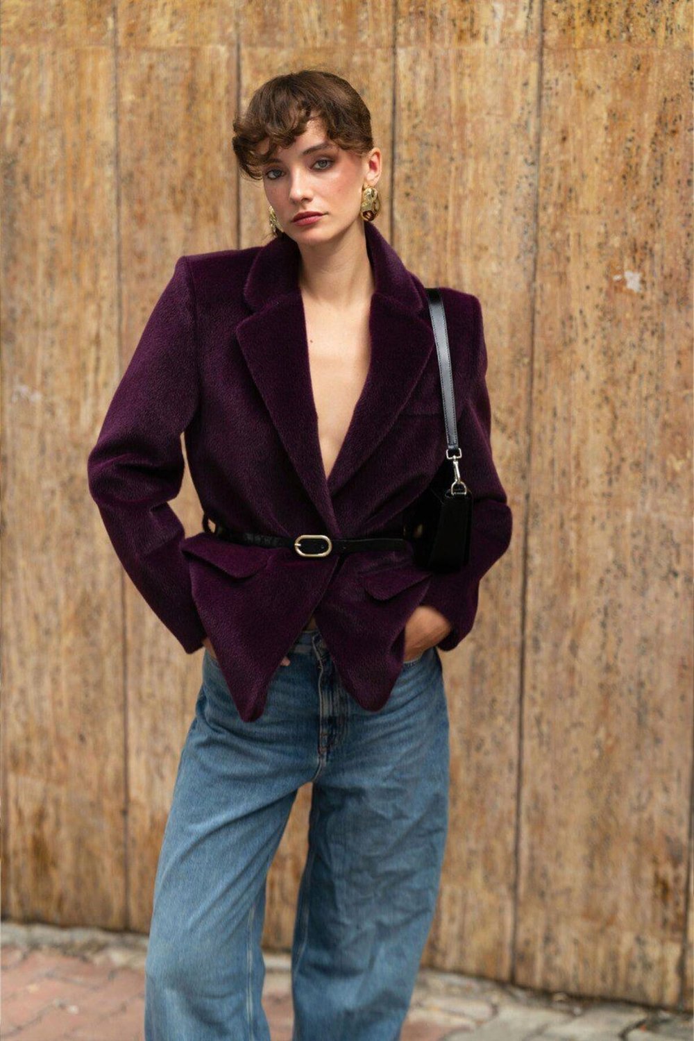 Kadın Bordo Peluş Ceket