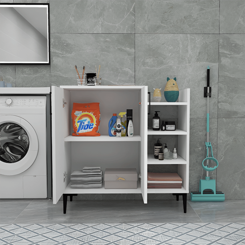 Erguliya 2 Kapaklı 6 Raflı Çok Amaçlı Banyo Dolabı