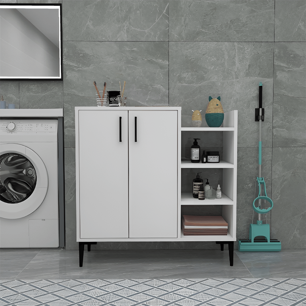 Erguliya 2 Kapaklı 6 Raflı Çok Amaçlı Banyo Dolabı