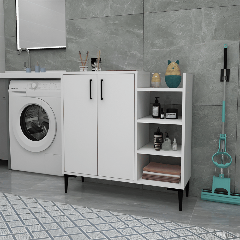 Erguliya 2 Kapaklı 6 Raflı Çok Amaçlı Banyo Dolabı
