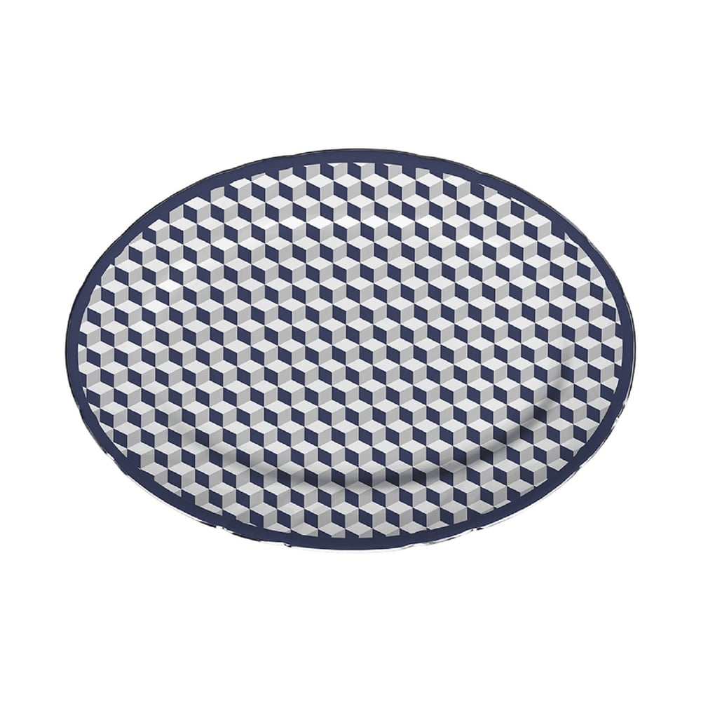  Baci Milano Versailles Porselen Oval Servis Tabağı 26 cm x 36 cm Mavi