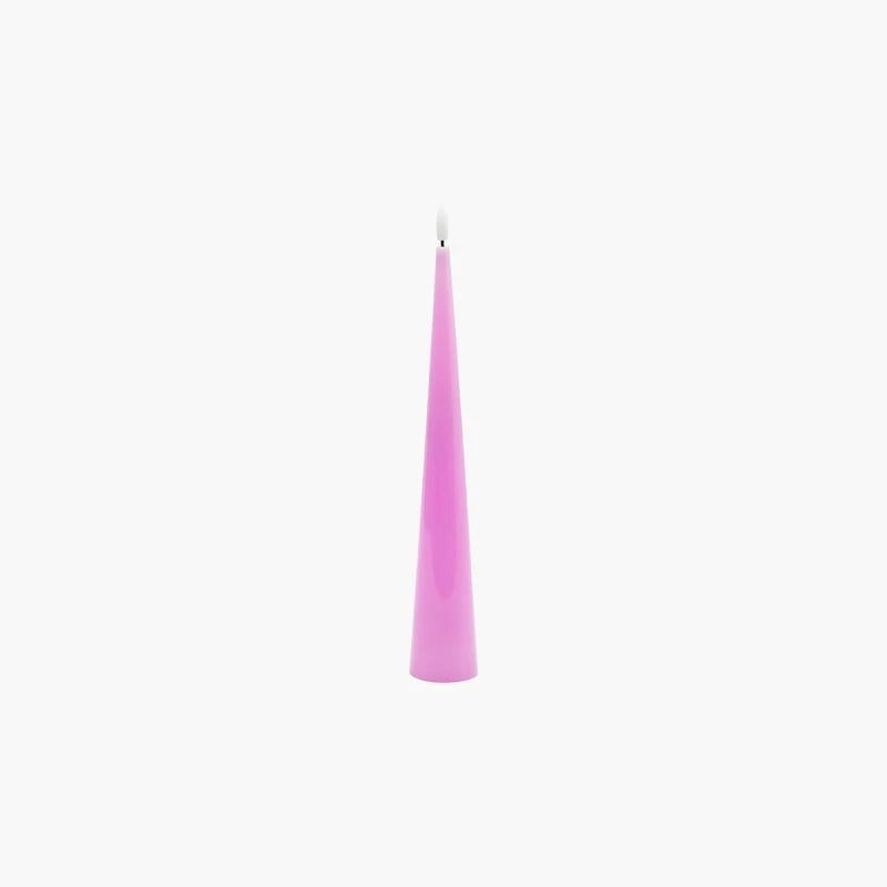 Konik Led Işık Pembe Mum 31cm