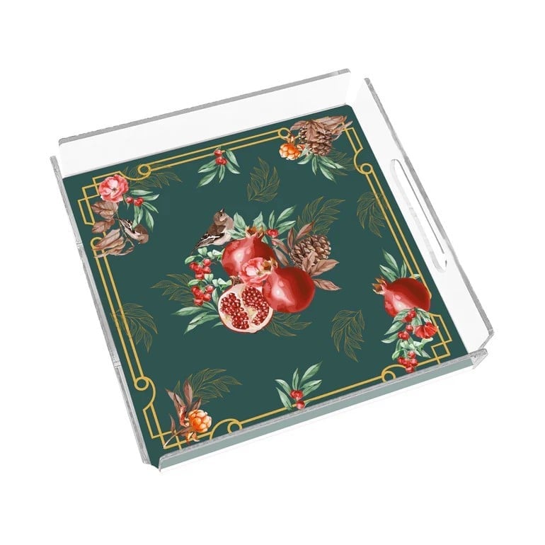 Sivella  Pomegranate Green 35x35 Pleksi Tepsi