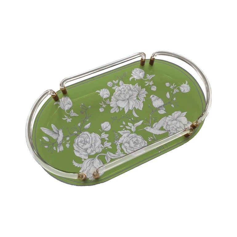 Sivella  Rose Glow Green Oval Pleksi Tepsi