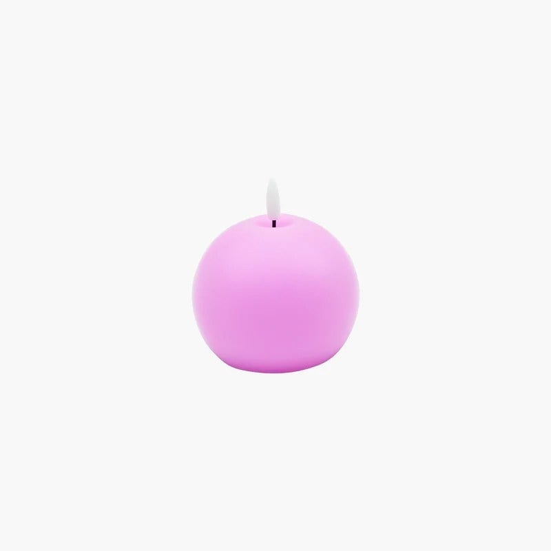 Yuvarlak Led Işık Pembe Mum 12cm