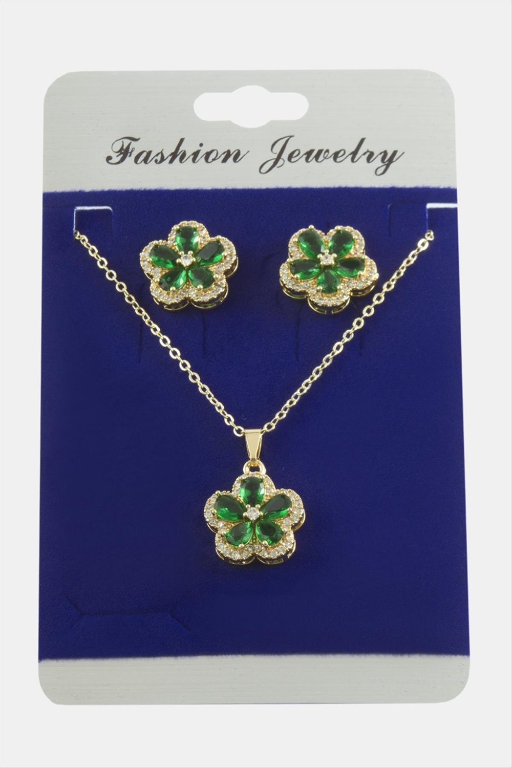 Çiçek Zirkon Taşlı Set Kolye