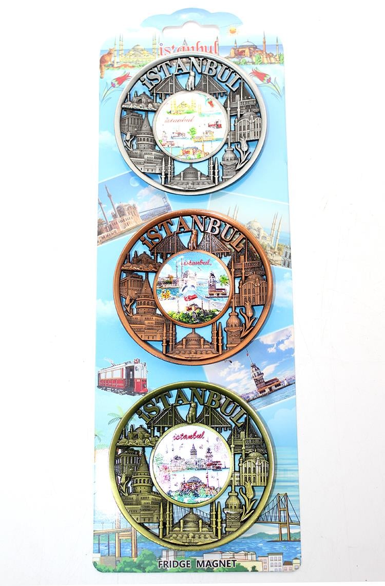 İstanbul Temalı Metal Magnet 3'lü Set Model 2