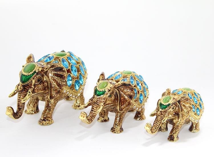 Swarovski Taşlı 3'lü Fil Figürü Model 2