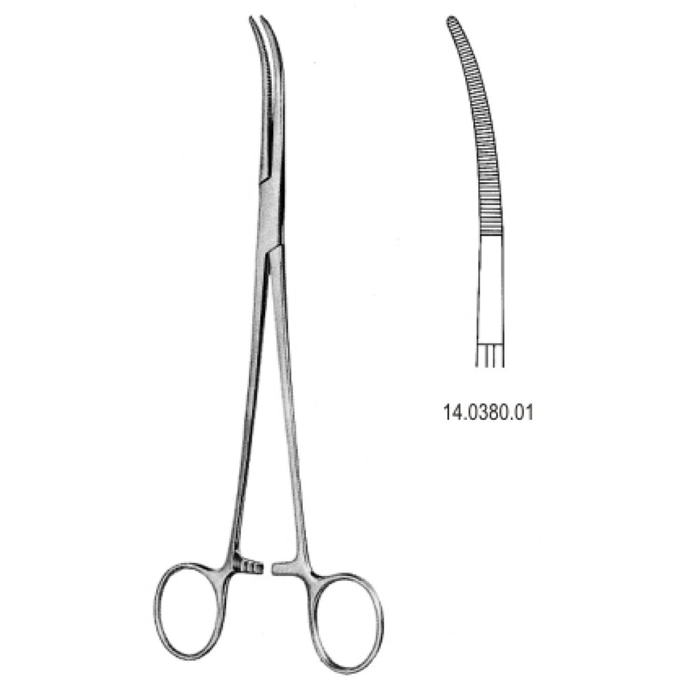 14.0380.01 Rumel Toraks Forseps Eğri 23cm