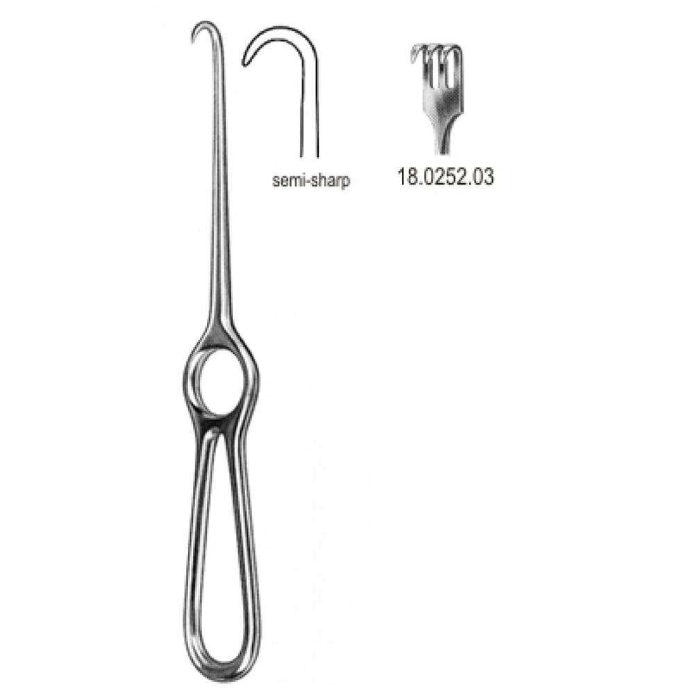 18.0252.03 Volkmann Ekartör 3 Dişli Yarı Keskin 21.5cm