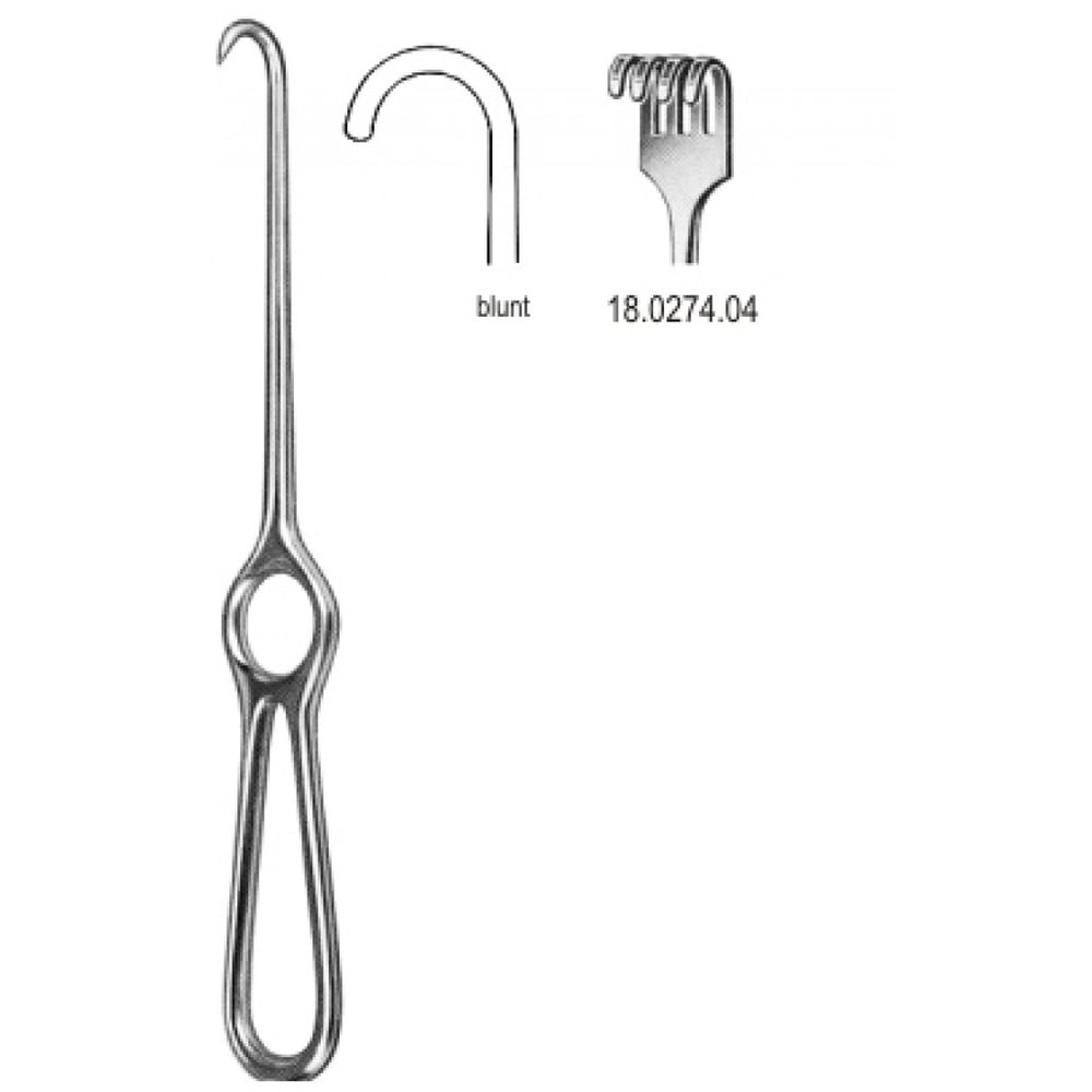 18.0274.04 Kocher Ekartör 4 Dişli Künt 22cm