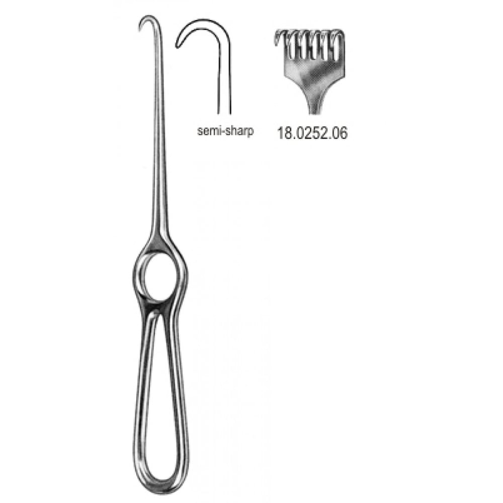 18.0252.06 Volkmann Ekartör 6 Dişli Yarı Keskin 21.5cm
