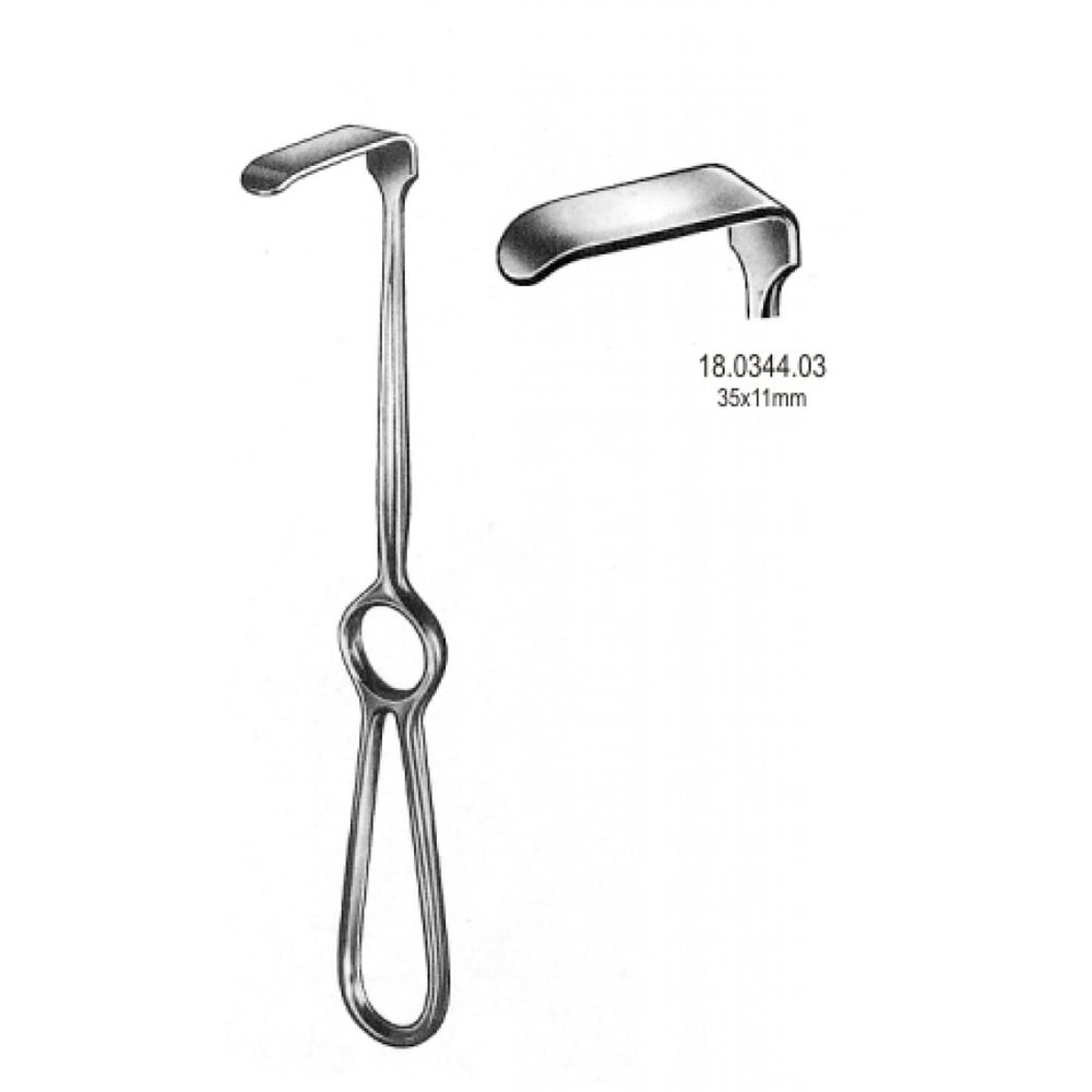 18.0344.03 Kocher Langenbeck Ekartör 35x11mm, 21.5cm